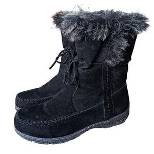🖤 Bucco Capensis Ruzena Black Faux Leather Fur Winter Snow Boots Womens 6 Warm